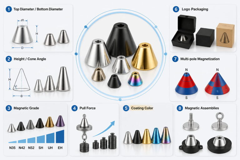 Cone Magnets 8 Custom Neodymium Cone Magnet Options
