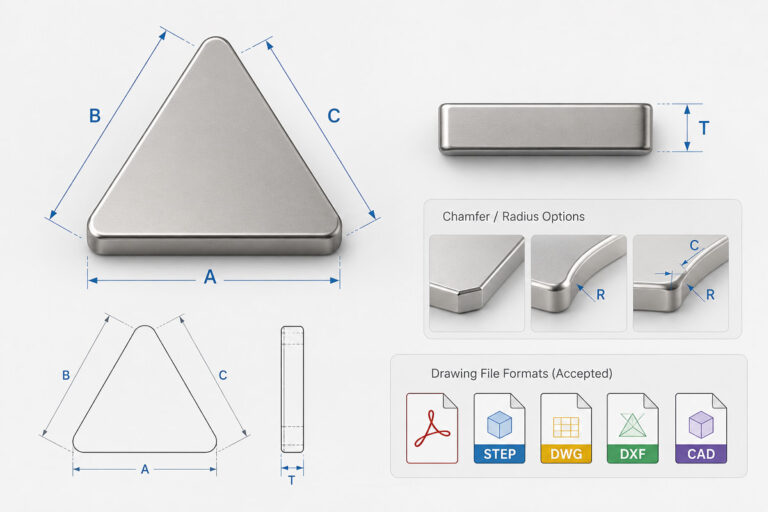 Custom Triangular Neodymium Magnet Size