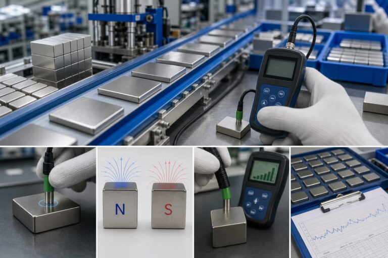 Quality Control & Inspection for Neodymium Magnets 9 NdFeB Magnet In-Process Manufacturing Control Gauss Meter Testing Inspection Applications