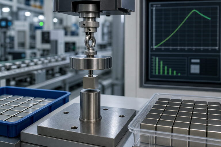 Quality Control & Inspection for Neodymium Magnets 12 NdFeB Magnet In-Process Manufacturing Pull Force Testing Objectives