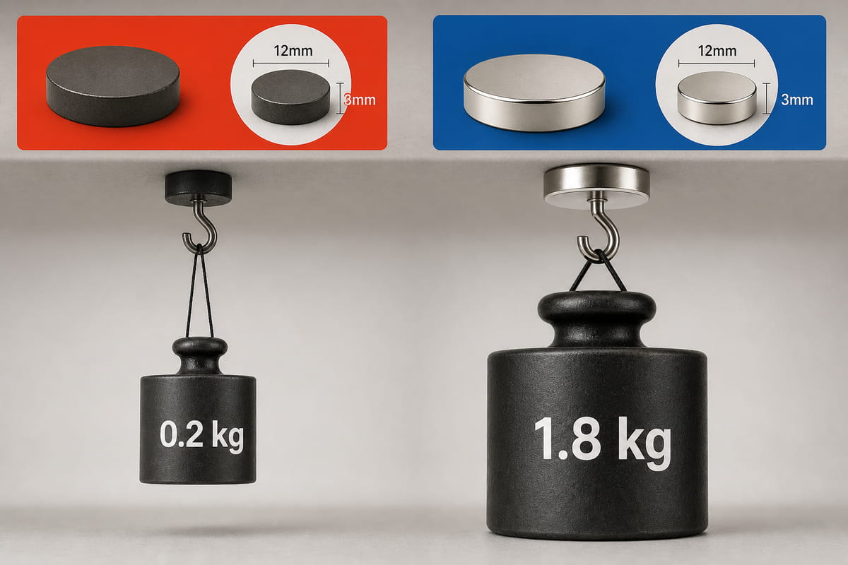 What is the Difference Between Ferrite Magnet and Neodymium? 4 Magnetic Strength Difference Between Ferrite Magnet and Neodymium Magnet