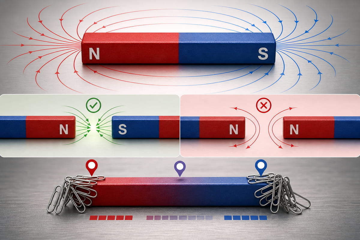 How Do Bar Magnets Work? The Simple Working Principle 6 Every bar magnet has two ends North and South, opposite poles attract and like poles repel