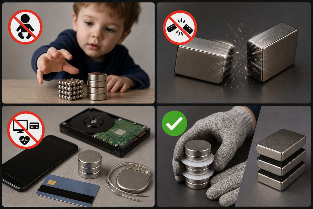 What Is an N52 Magnet? Strength, Characteristics, Safety and Uses 13 Important safety considerations of N52 magnets