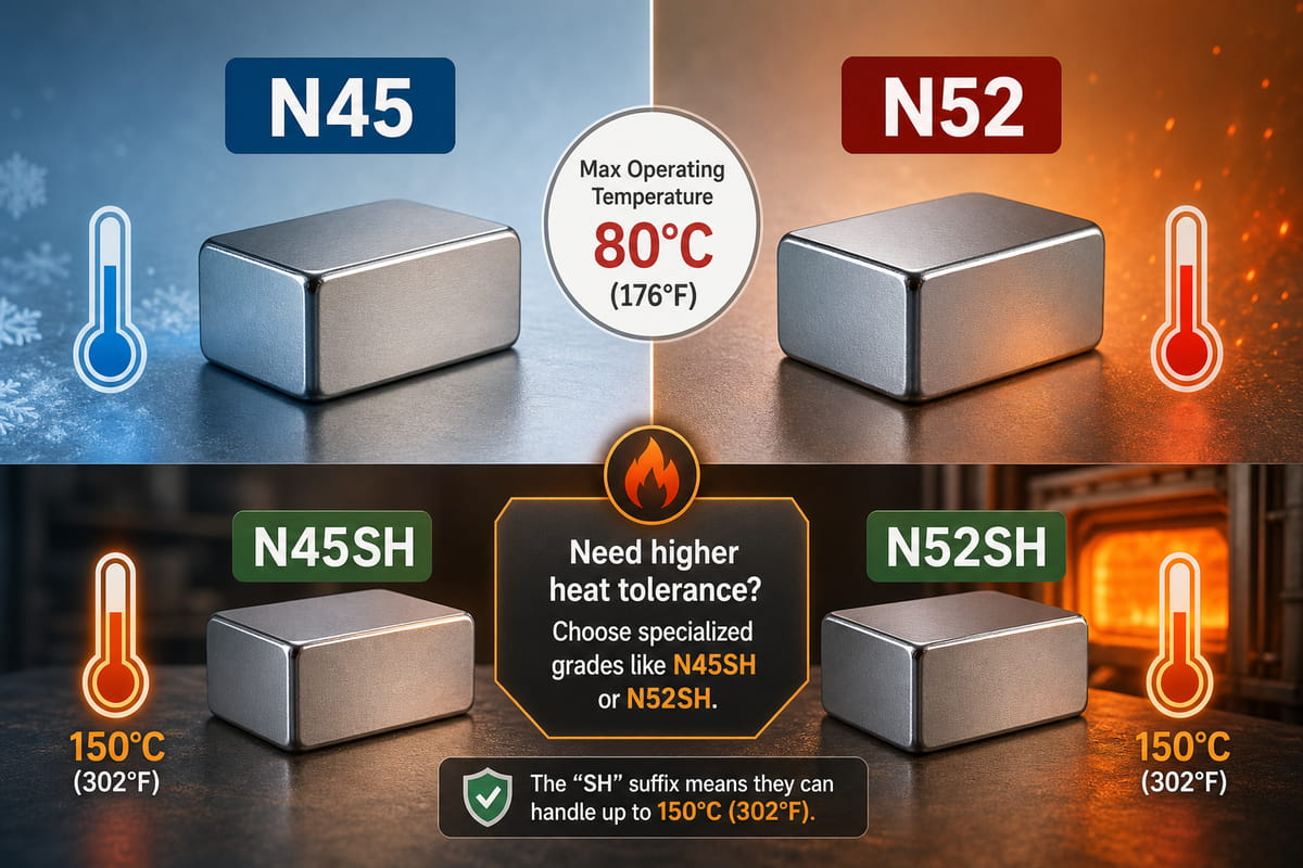 N45 vs N52 Magnets Temperature Resistance