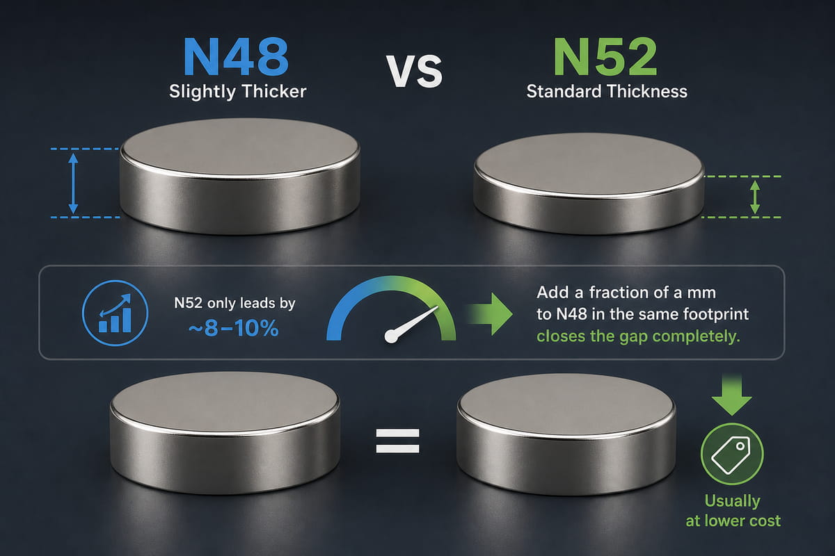 N48 vs N52 Magnets Size Alternative