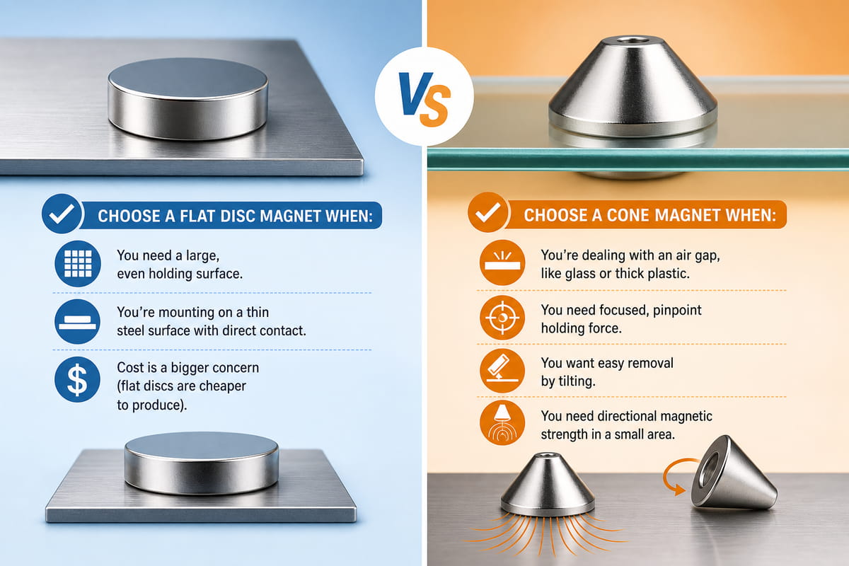 Cone Magnets vs. Flat Disc Magnets