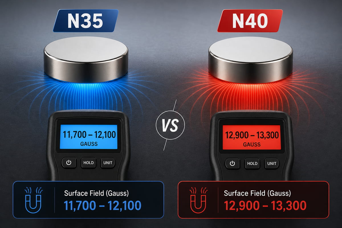 N35 vs N40 Magnets: Key Differences, Uses, and Which One to Choose 5 N35 vs N40 Magnets Gauss and Flux Density