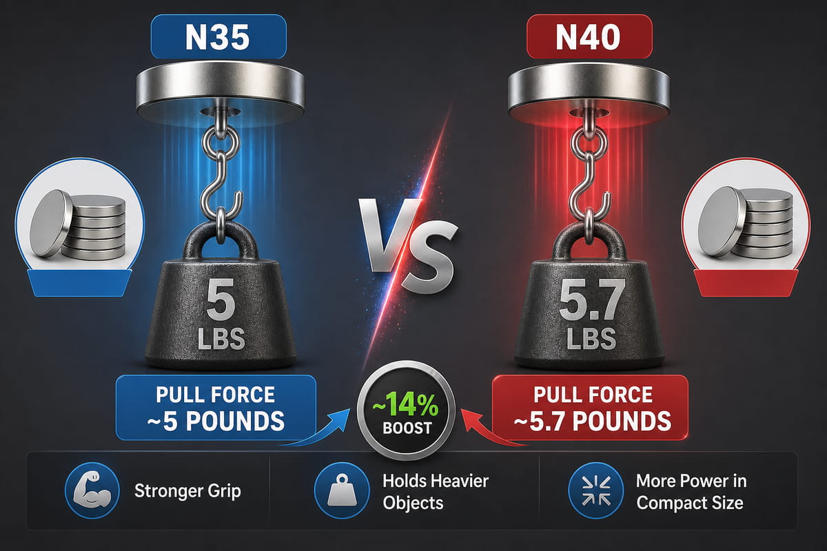 N35 vs N40 Magnets: Key Differences, Uses, and Which One to Choose 4 N35 vs N40 Magnets Strength and Pull Force